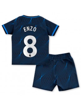 Otroški Nogometna dresi replika Chelsea Enzo Fernandez #8 Gostujoči 2023-24 Kratek rokav (+ hlače)